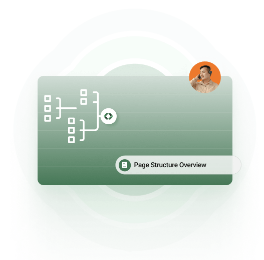 Overview of Tabnav Academy's page structure with a diagram and a user icon, labeled 'Page Structure Overview'.