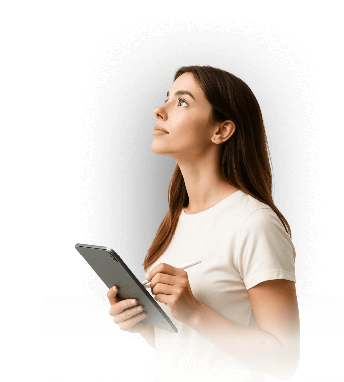 Person reviewing accessibility on a tablet