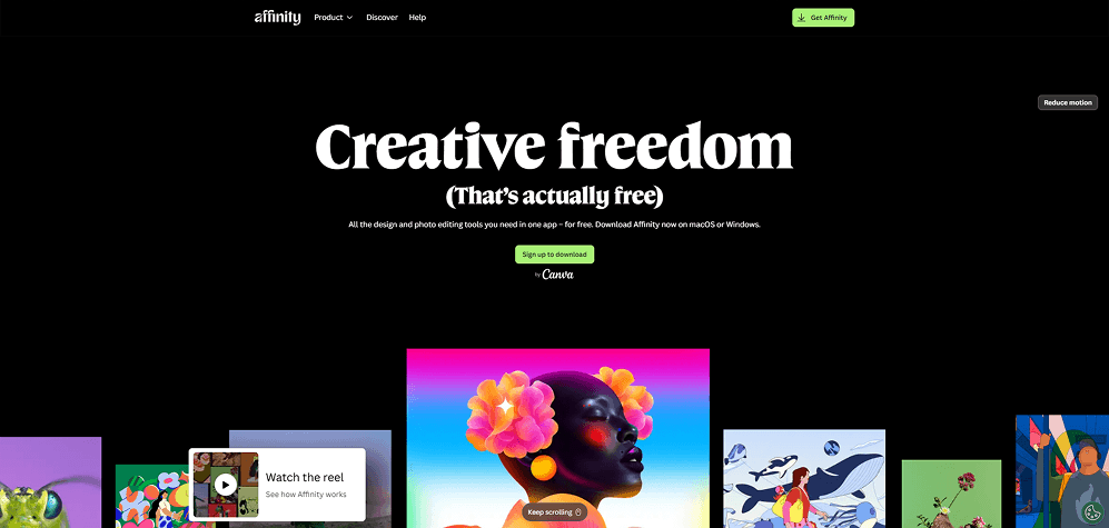 Example of a desktop website interface displayed in full view
