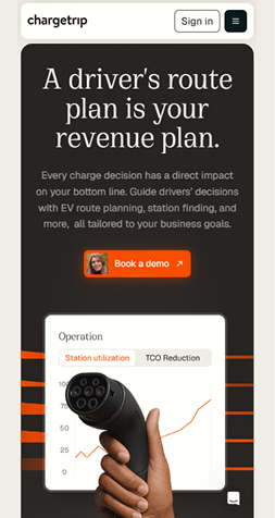 Example of a mobile website interface displayed in full view