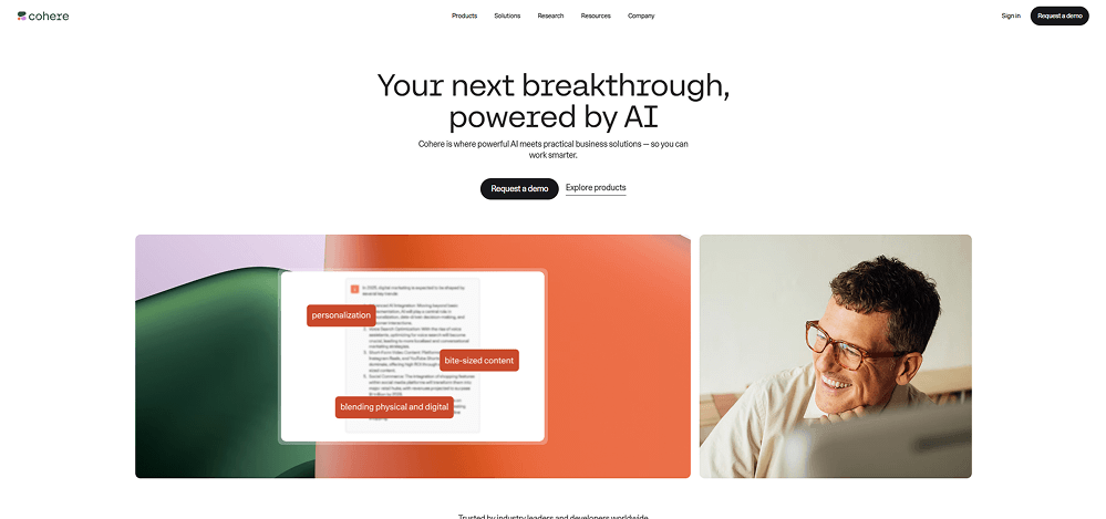 Example of a desktop website interface displayed in full view