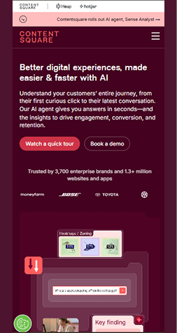Example of a mobile website interface displayed in full view