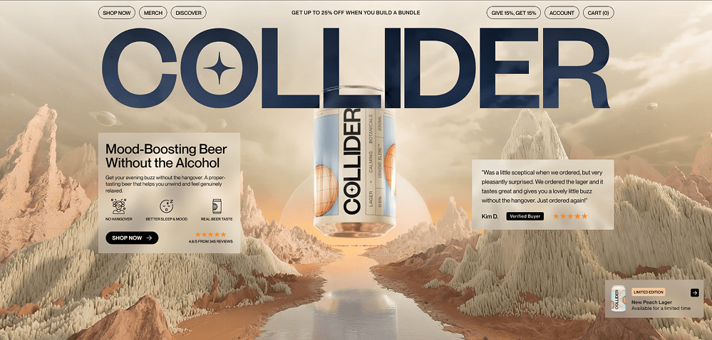 Example of a desktop website interface displayed in full view