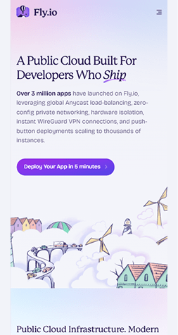 Example of a mobile website interface displayed in full view