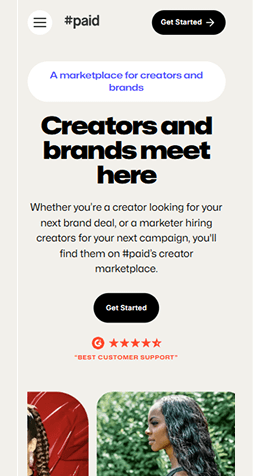 Example of a mobile website interface displayed in full view