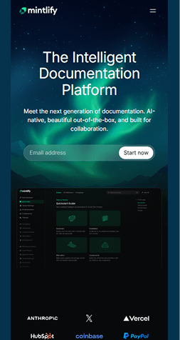Example of a mobile website interface displayed in full view