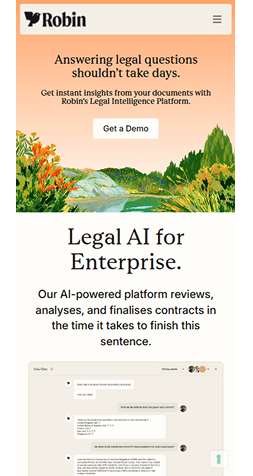 Example of a mobile website interface displayed in full view