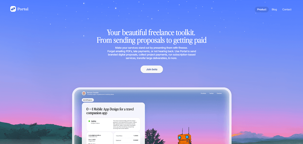 Example of a desktop website interface displayed in full view