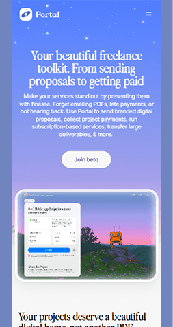 Example of a mobile website interface displayed in full view
