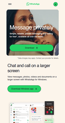 Example of a mobile website interface displayed in full view