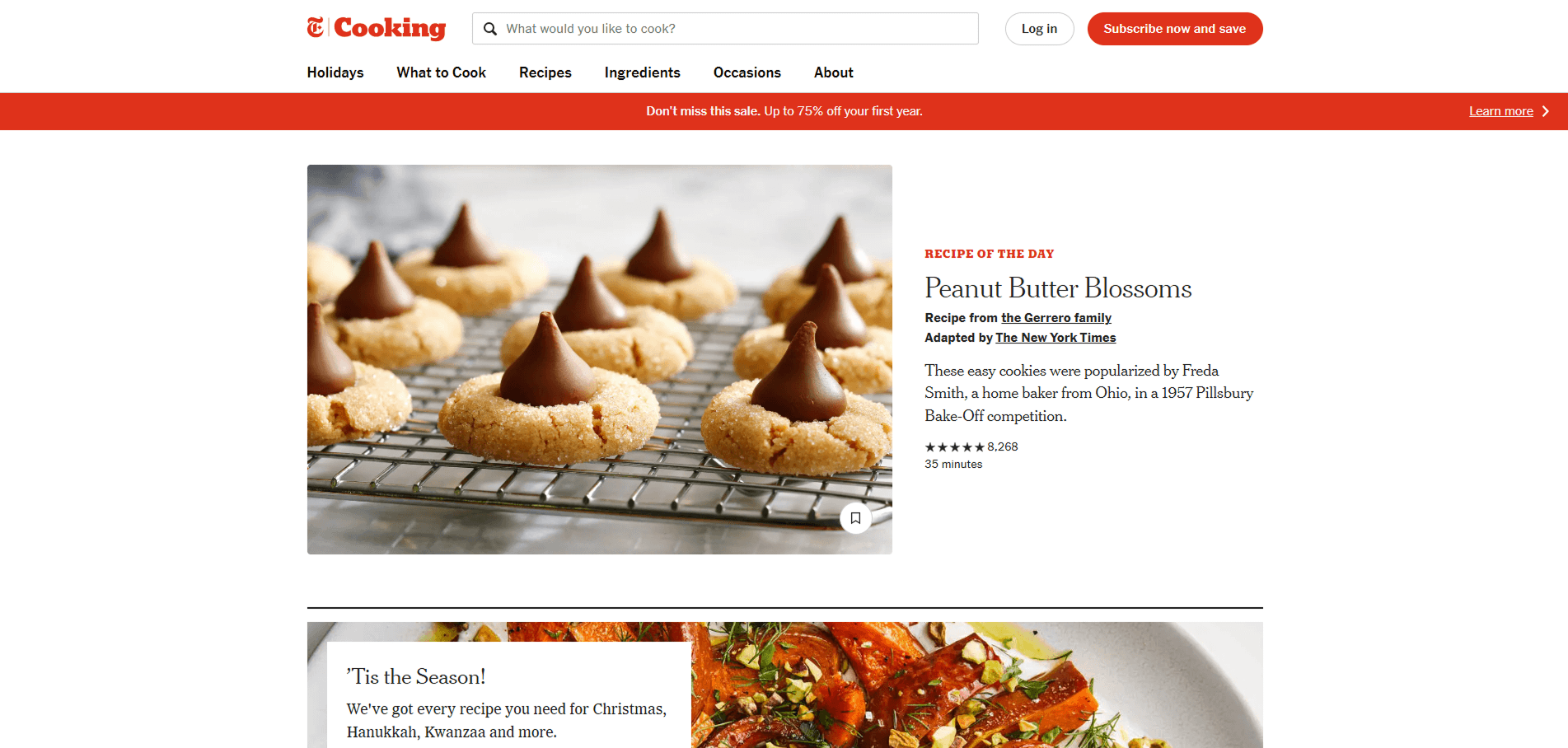 Desktop view of the Cooking website showing accessible layout, readable typography, and structured content as an example of an ADA-compliant website.