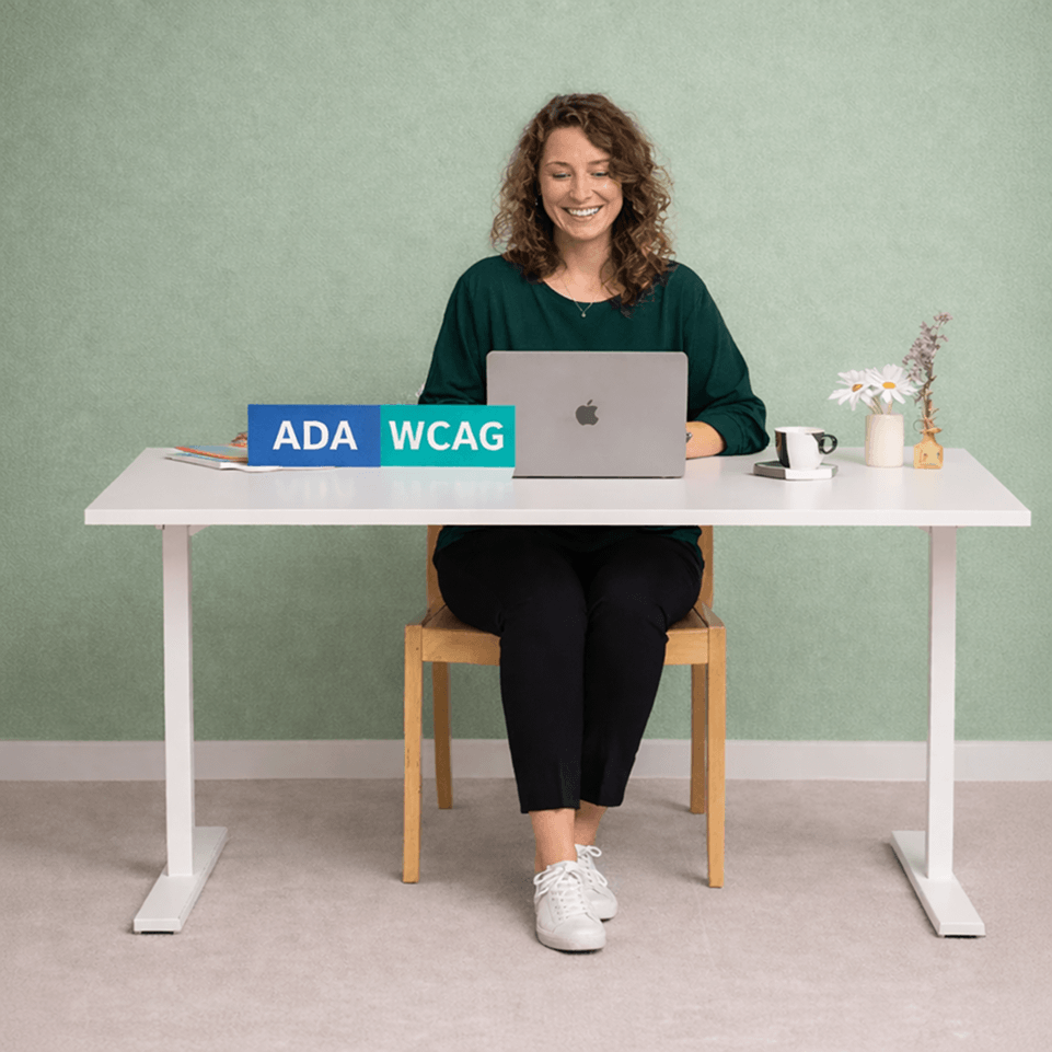 ADA vs WCAG accessibility testing example showing a professional reviewing website compliance on a laptop