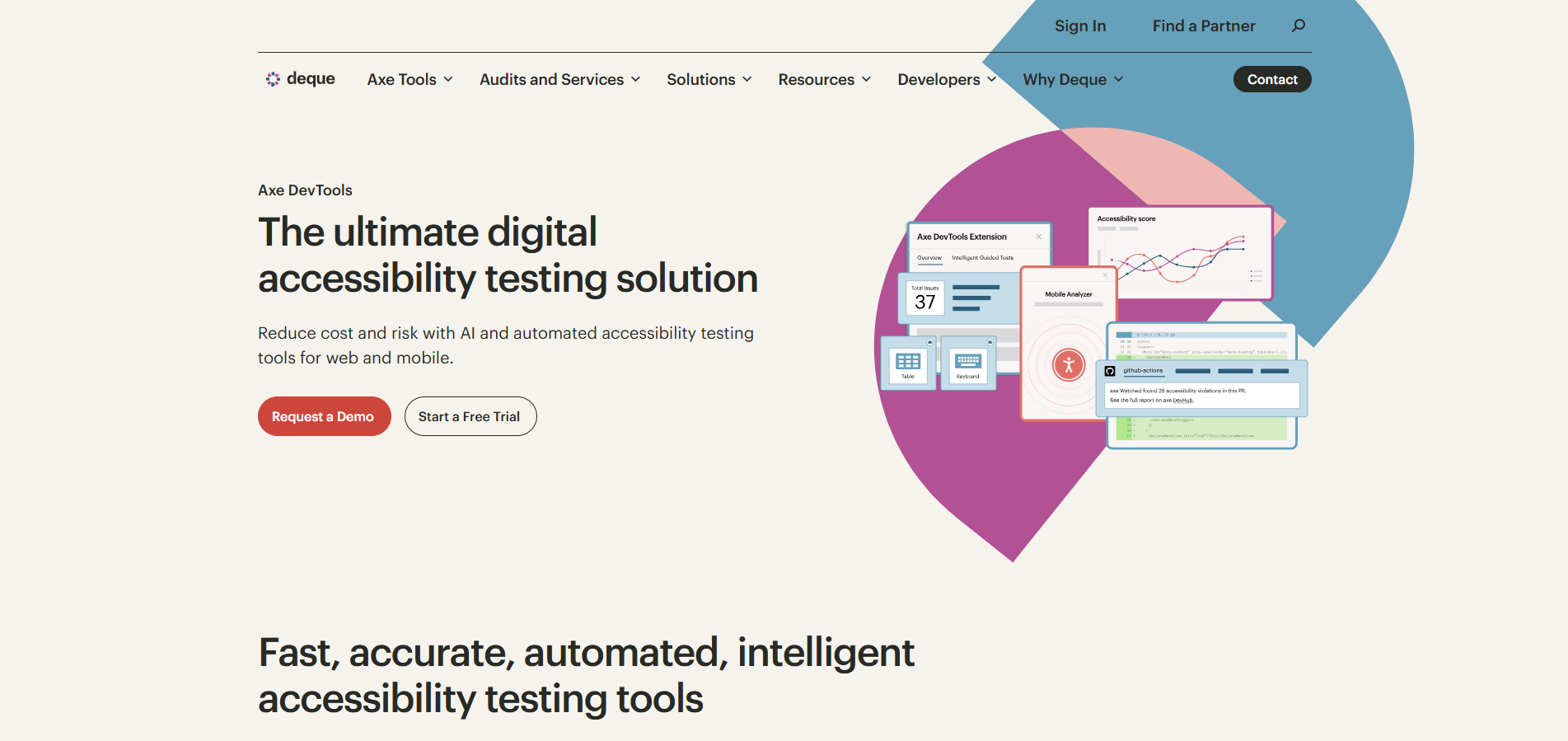 deque Axe DevTools landing page