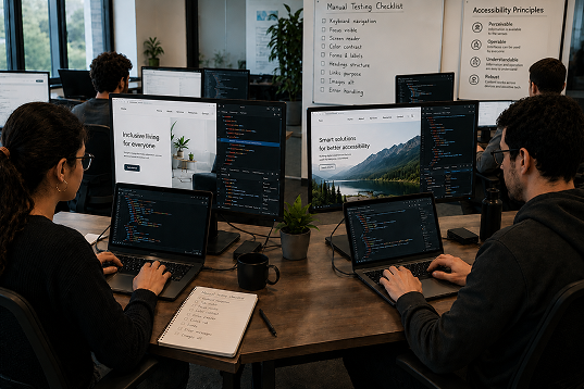 Tabnav accessibility team performing manual accessibility testing