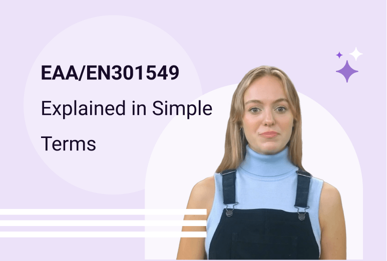 Instructor facing the camera with the title EAA/EN301549
Explained in Simple Terms displayed above her