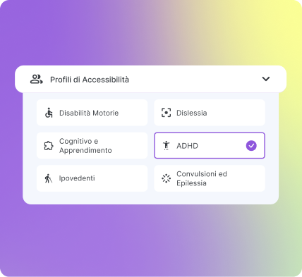 Accessibility widget interface showing main options