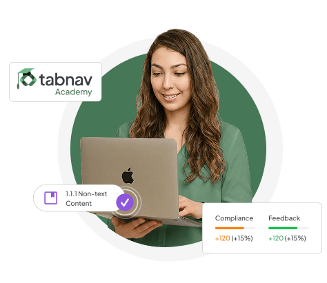 Interfaccia Tabnav Academy che mostra le metriche di accessibilita