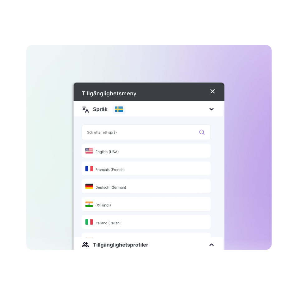 Illustration of the Languages section on our AI widget, highlighted with a magnifying glass design.