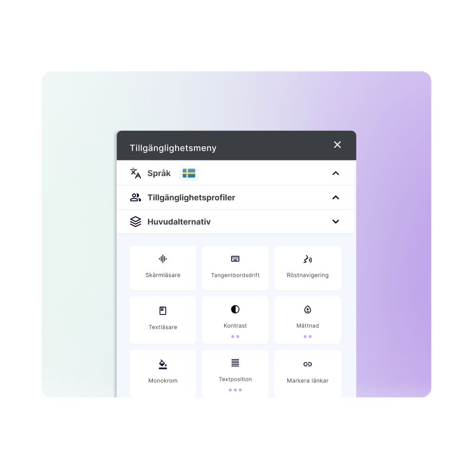 Illustration of the Main Options section on our AI widget, highlighted with a magnifying glass design.
