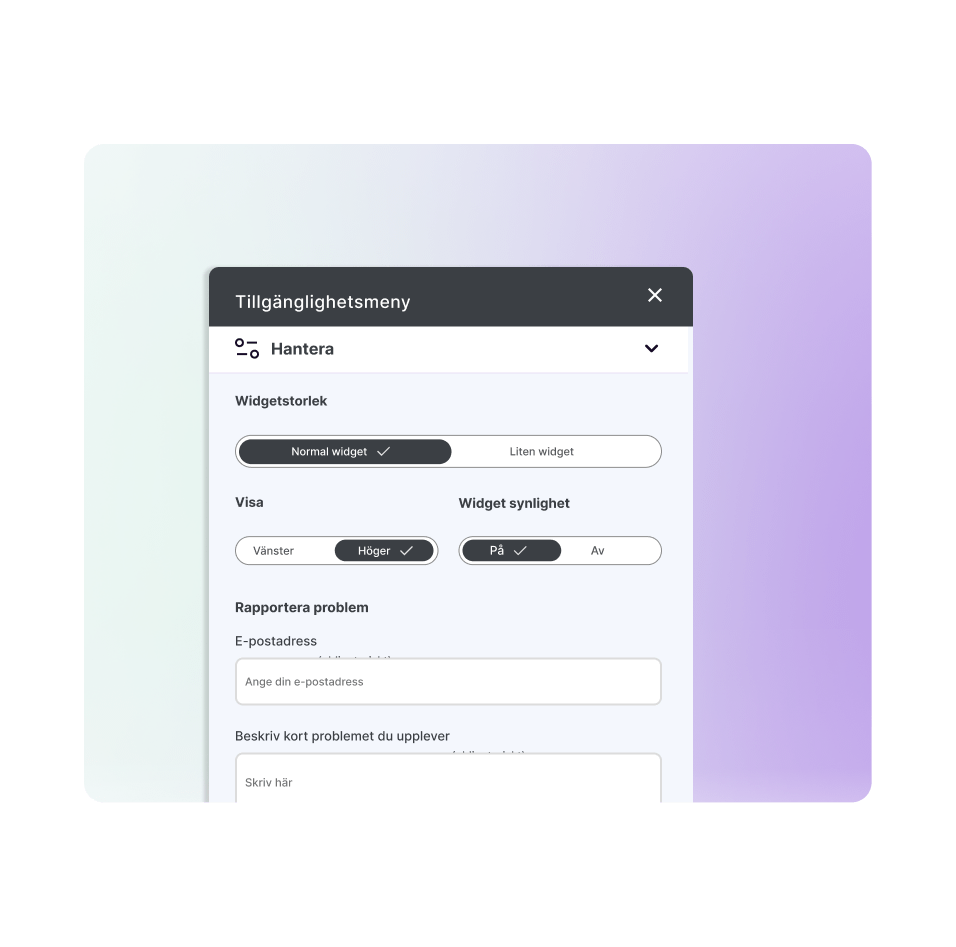 Illustration of the Report an Issue section on our AI widget, highlighted with a magnifying glass design.
