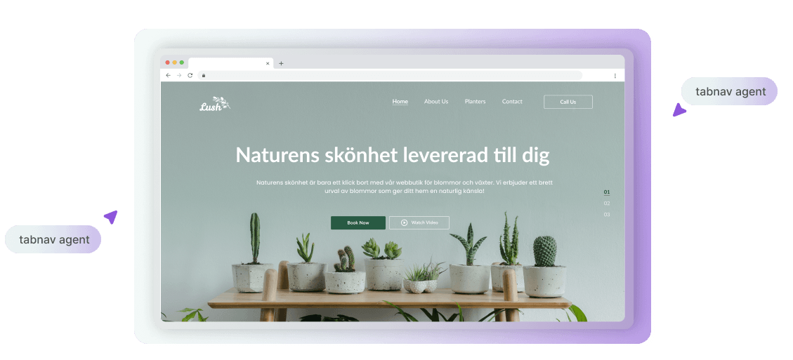 Example of a user-facing website with the tabnav Monitor scanning overlay, indicating real user simulation in progress on the webpage.